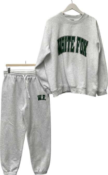 White Fox Decade Classics Varsity Sweatpants Grey Marle & Decade Classics Varsity Oversized Sweater Grey Marle UK L/XL