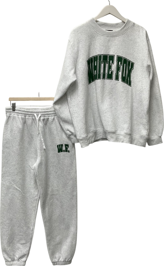 White Fox Decade Classics Varsity Sweatpants Grey Marle & Decade Classics Varsity Oversized Sweater Grey Marle UK L/XL