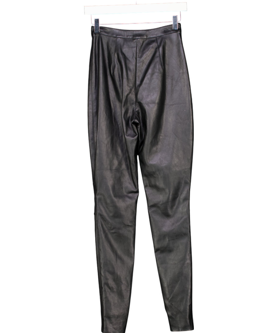 House of CB Black Slim Side Cross Leather Trousers UK XS
