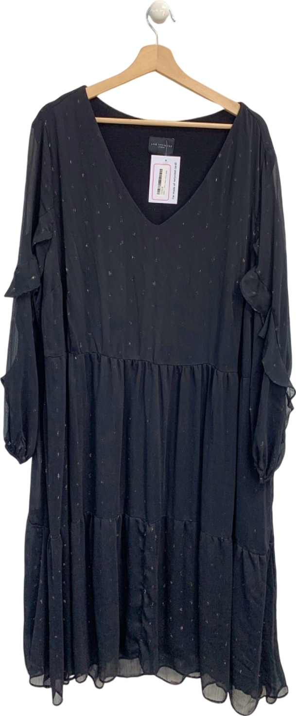 Live Unlimited Black Chiffon Midi Dress UK XXXL