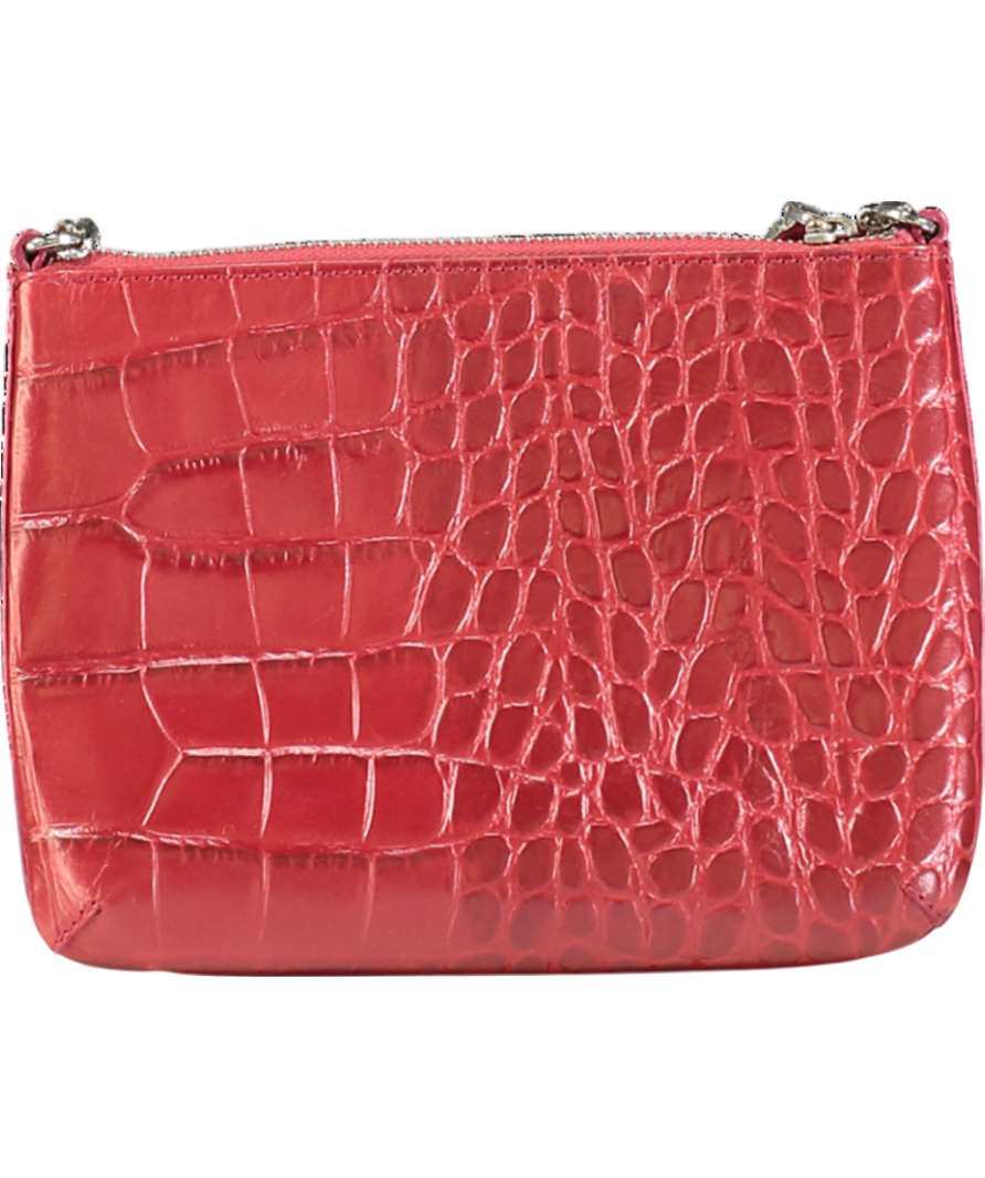 MODALU Red Croc Embossed Leather Crossbody Bag