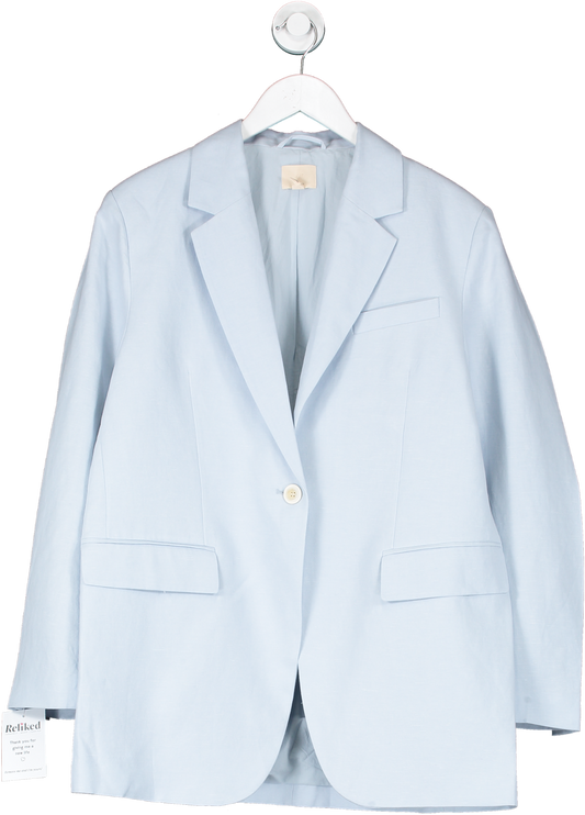 H&M Blue Oversized Silk Blend Jacket UK 8