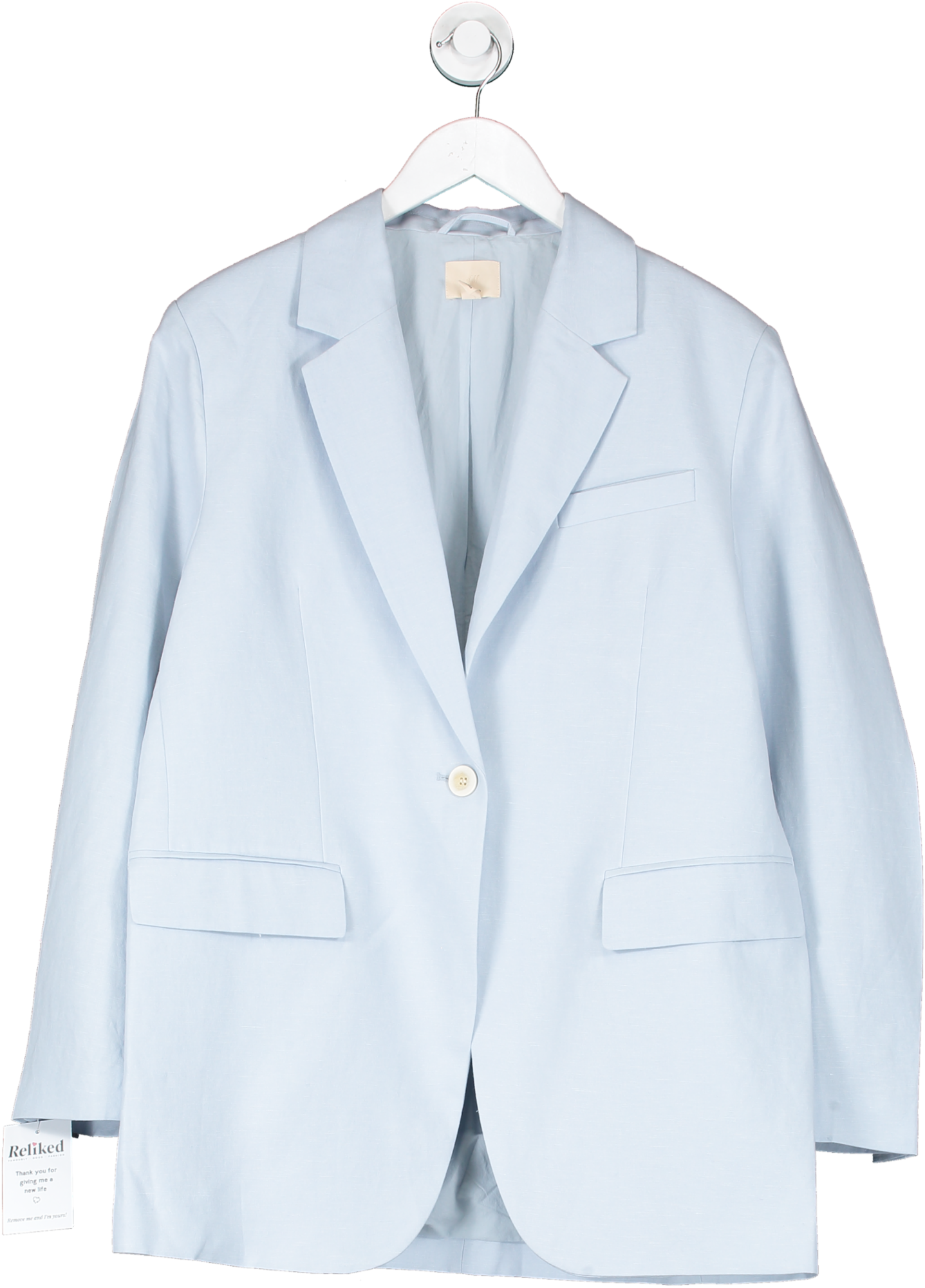 H&M Blue Oversized Silk Blend Jacket UK 8