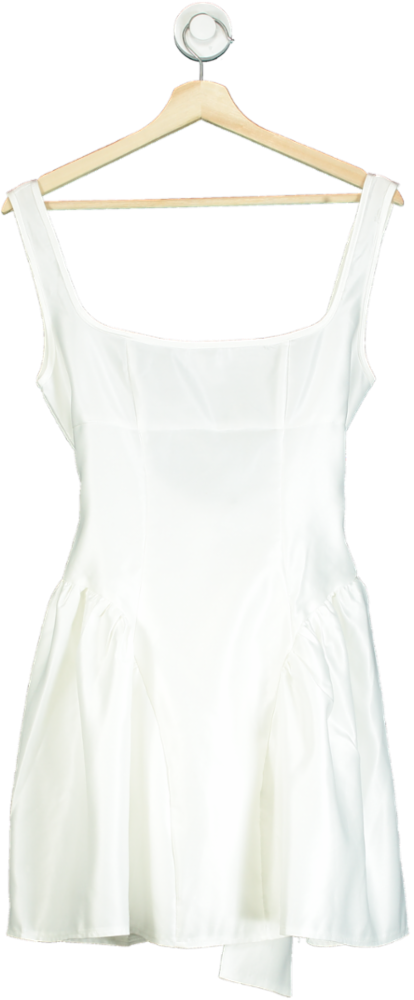 PrettyLittleThing White Bow Back Detail Skater Dress UK 8