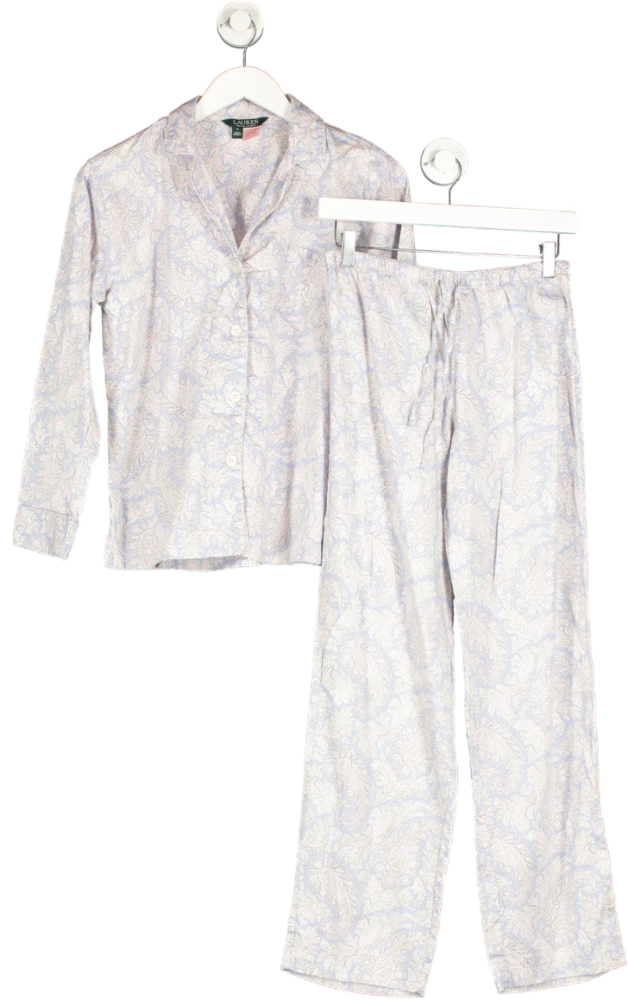 Ralph Lauren Blue Paisley Print Cotton Pyjamas UK S