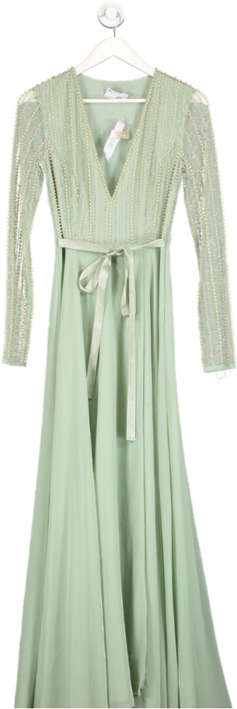 ASOS Green Tall Embellished Maxi Dress UK 8