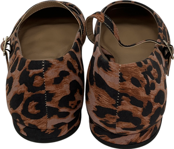 Next Brown Leopard Signature Leather Square Toe Mary Jane Shoes UK 7 EU 40 👠