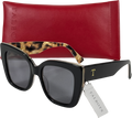 TALBOTS Black Tanya Colorblock Leopard Sunglasses In Case One Size
