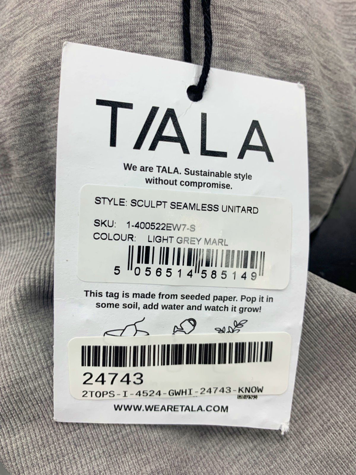 TALA Light Grey Marl Sculpt Seamless Unitard UK S