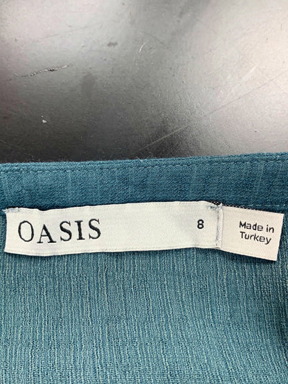 Oasis Teal V-Neck Lace-Up Mini Dress UK 8