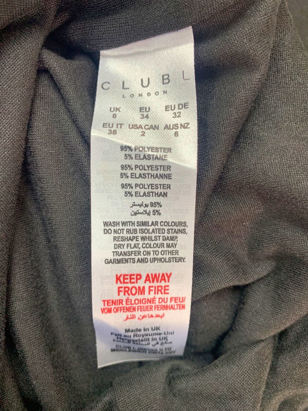 Club L London Black Bardot Tie Back Bodycon Midi Dress UK 6