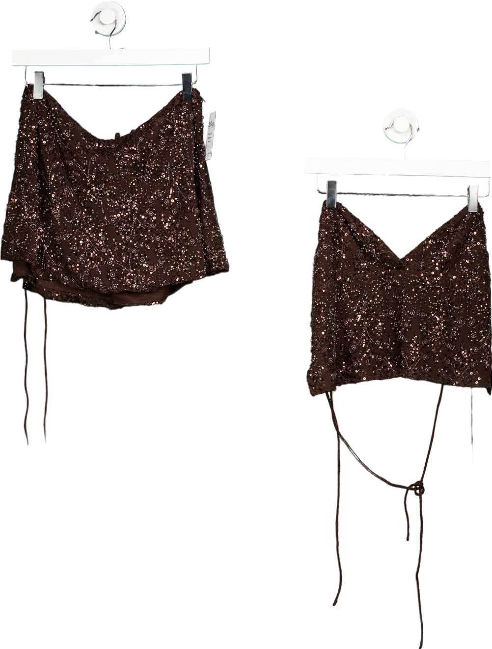 Tiger Mist Brown Sequin Crop Top UK S