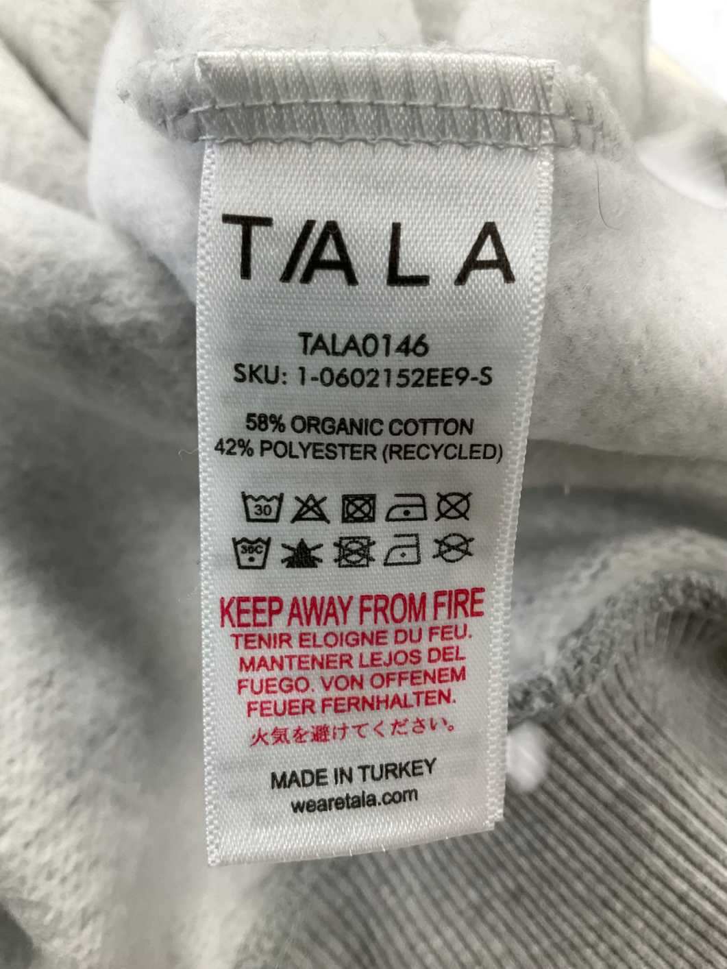 T/ALA Grey Logo Hoodie UK S