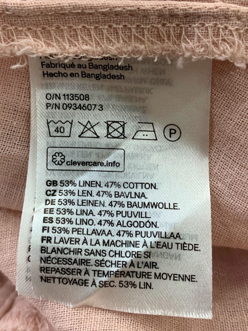 H&M Pink Linen-Cotton Blend Dress UK XS