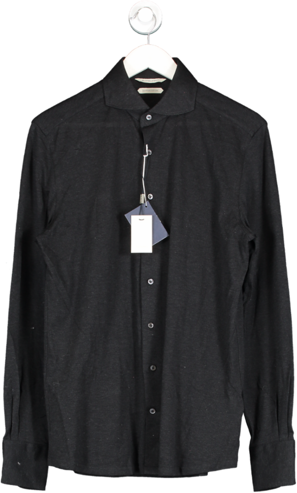 SuitSupply Grey Pique Slim Fit Shirt UK M