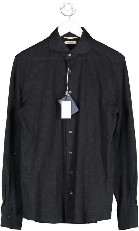 Suit Supply Black Pique Slim Fit Shirt UK M