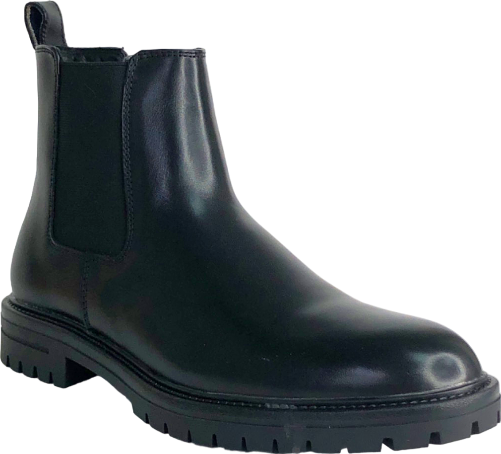 Dune London Black Colson Leather Chelsea Boots UK 8