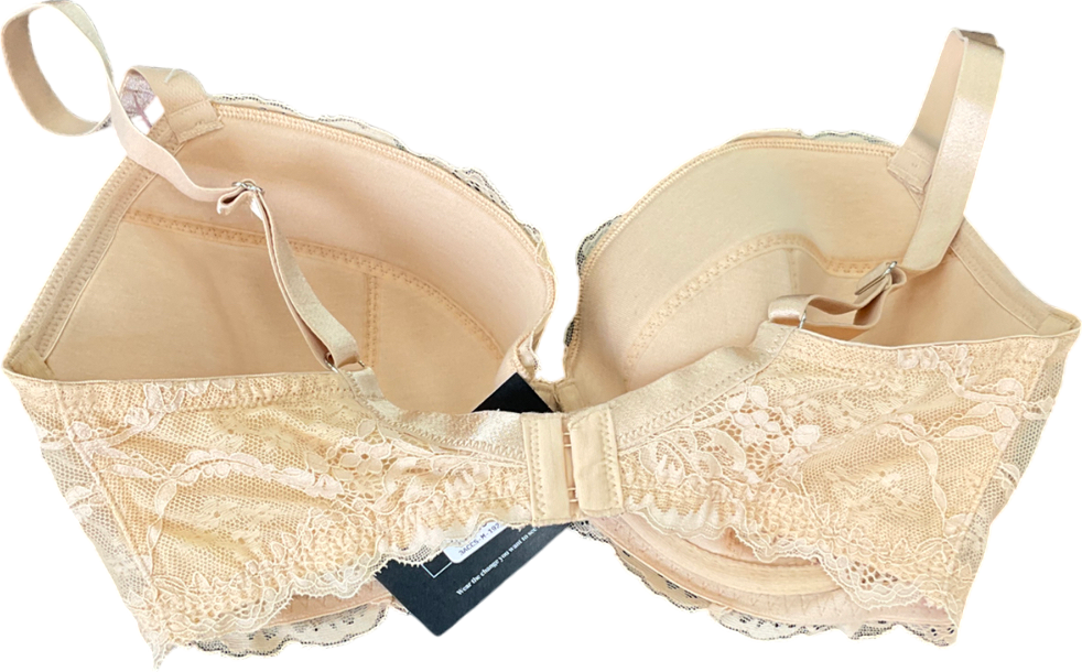 boux avenue Beige Mollie Lace Padded Plunge Bra UK 34F