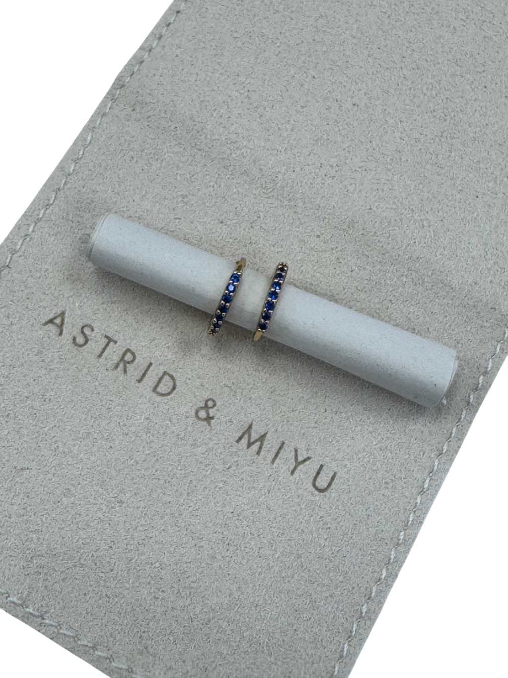 Astrid & Miyu Yellow 18k Gold Plated Silver Huggie Earrings With Sapphires