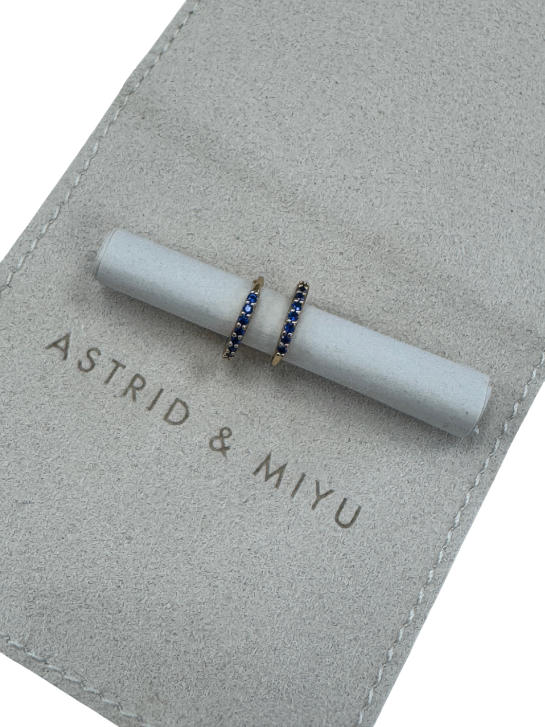 Astrid & Miyu Yellow 18k Gold Plated Silver Huggie Earrings With Sapphires