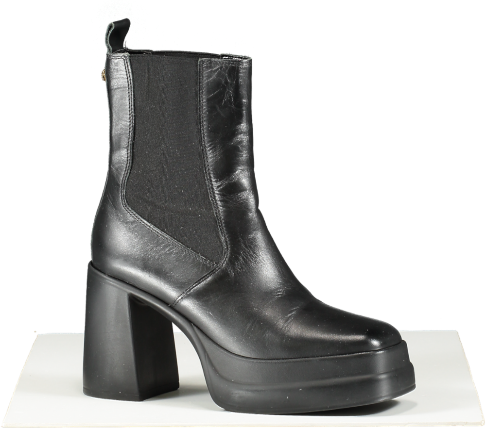Kurt Geiger Black Leather Stomp Heeled Chelsea Boots UK 5 EU 38 👠