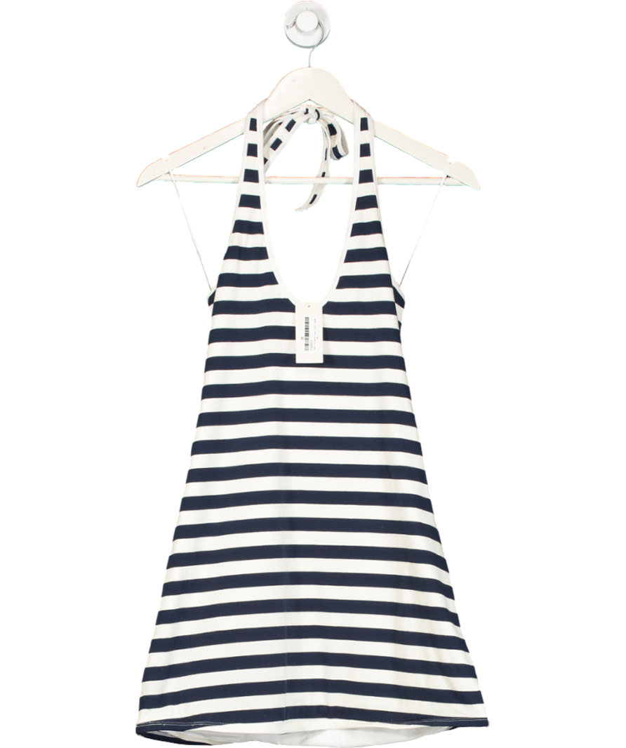 Hollister Blue Cotton Blend Striped Halter Dress UK XS