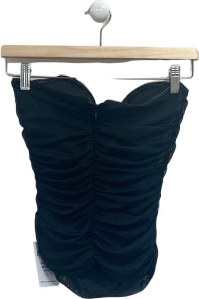 Black Ruched Strapless Dress UK S/M