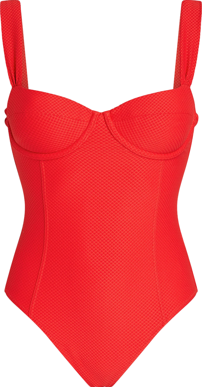 Heidi Klein Stretch-piqué Underwired Swimsuit In Red UK XL