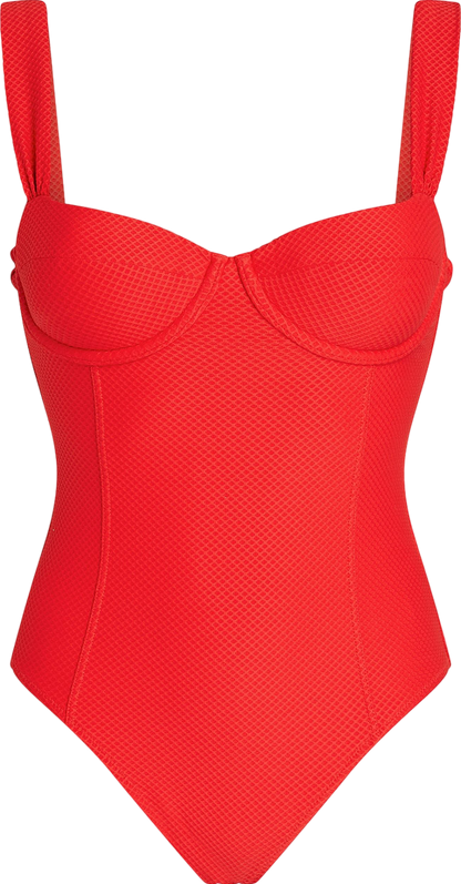 Heidi Klein Stretch-piqué Underwired Swimsuit In Red UK XL