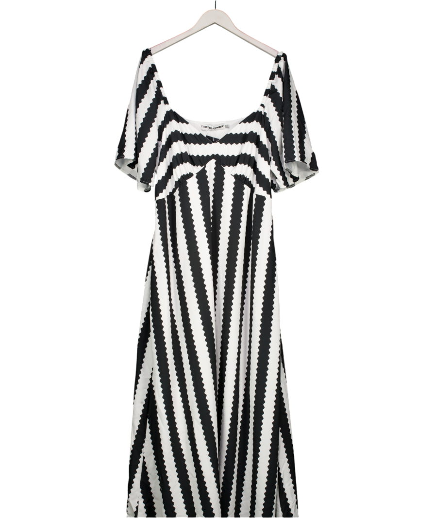 Twisted Wunder Black Angel Stripe Maxi Dress UK 22