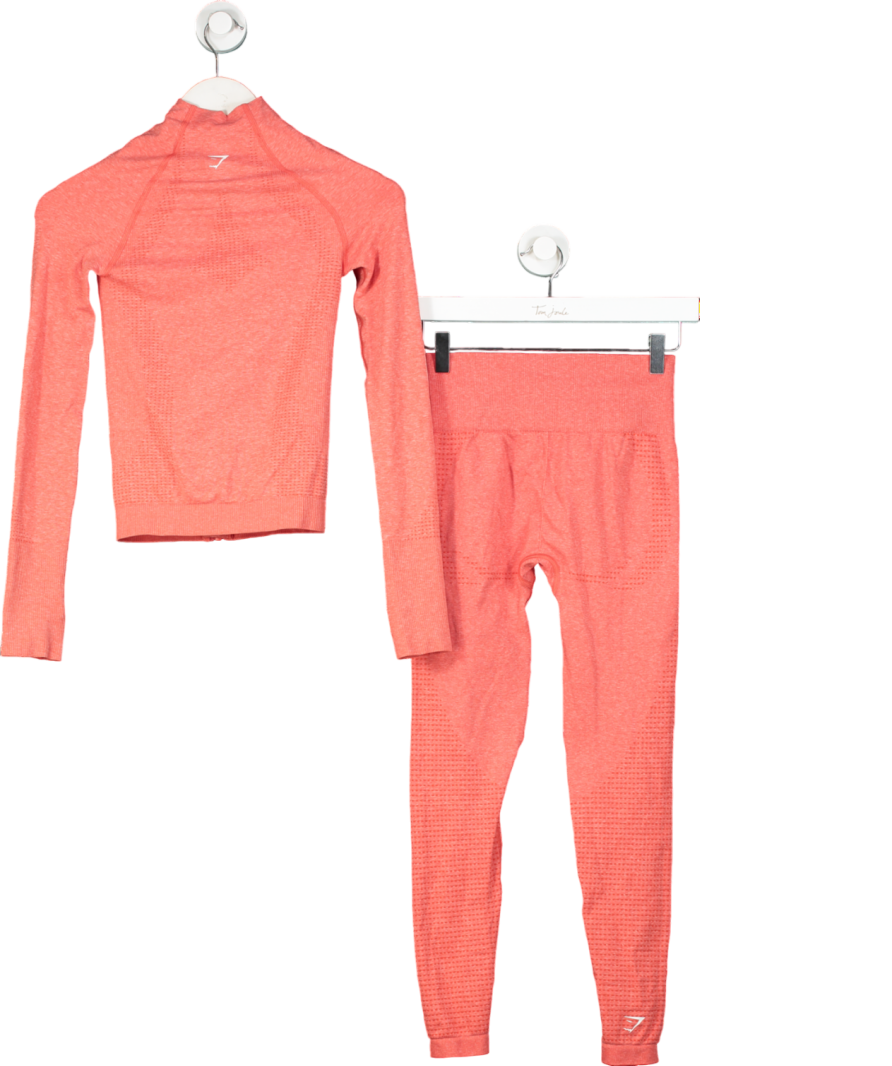 gymshark Pink Vital Seamless Tight Tracktop & Seamless Leggings UK XS