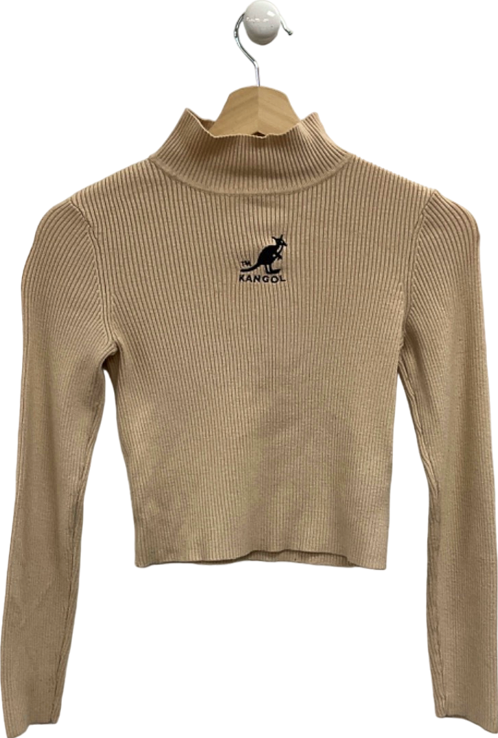 Kangol Beige Ribbed Turtleneck Sweater UK S