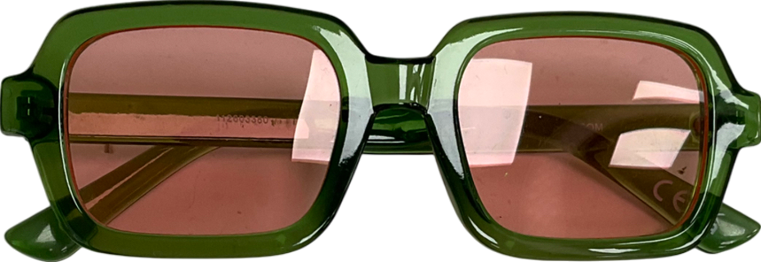 Square Sunglasses In Green With Pink Lens One Size