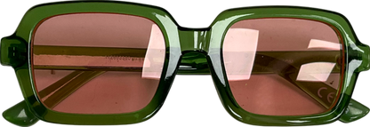 Square Sunglasses In Green With Pink Lens One Size