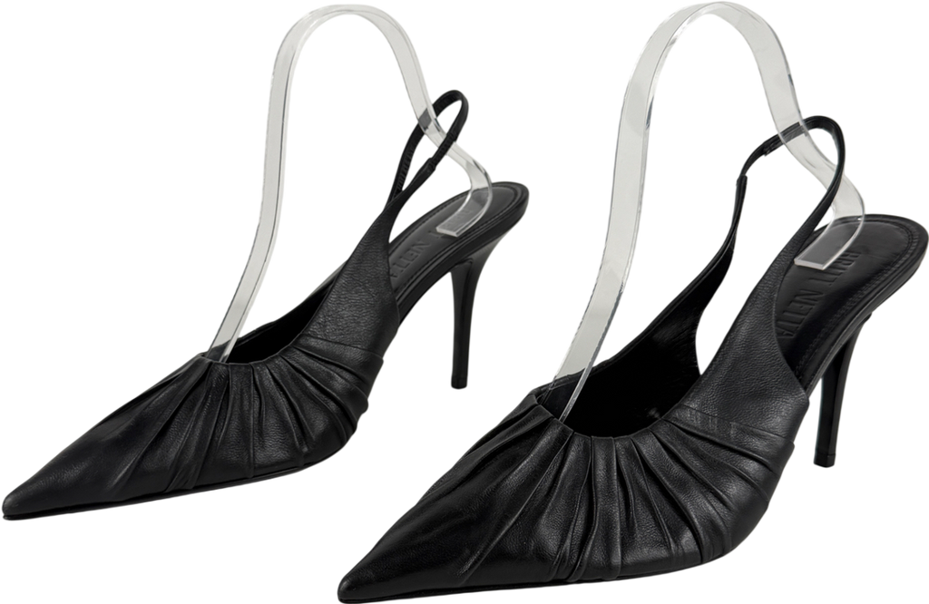 BRITT NETTA Black Angora Slingback UK 7 EU 40 👠
