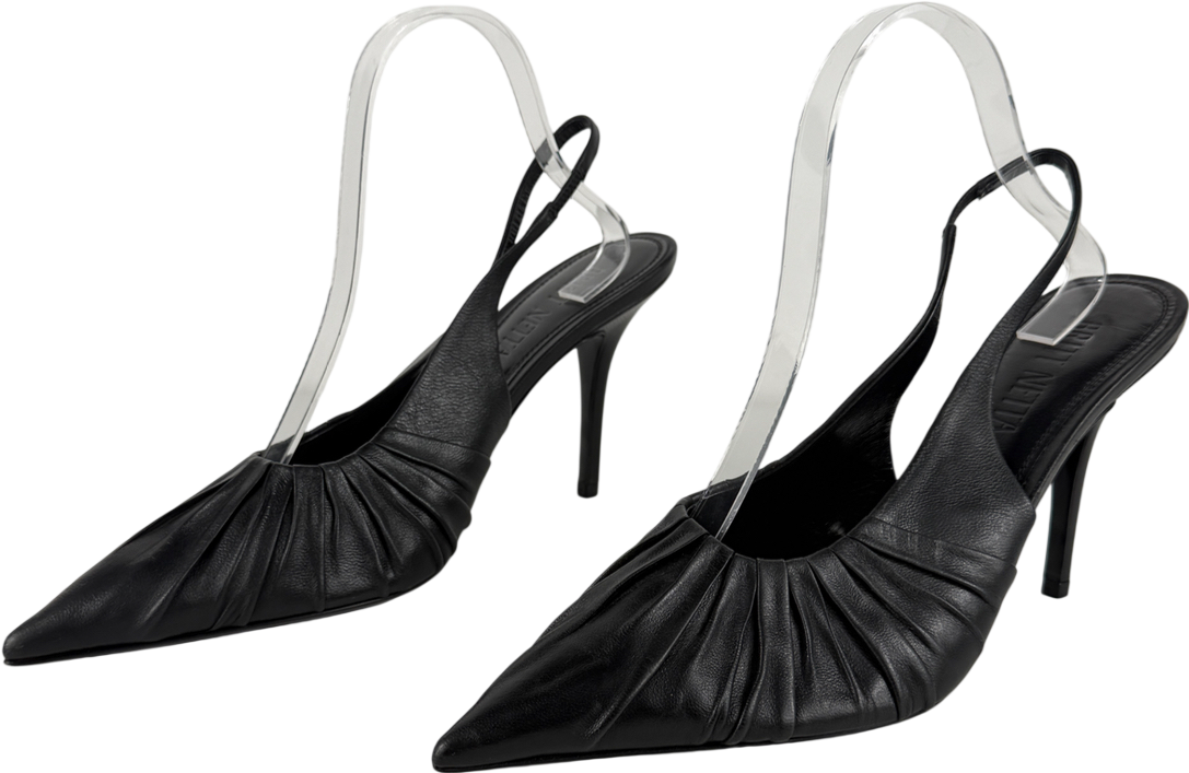 BRITT NETTA Black Angora Slingback UK 7 EU 40 👠
