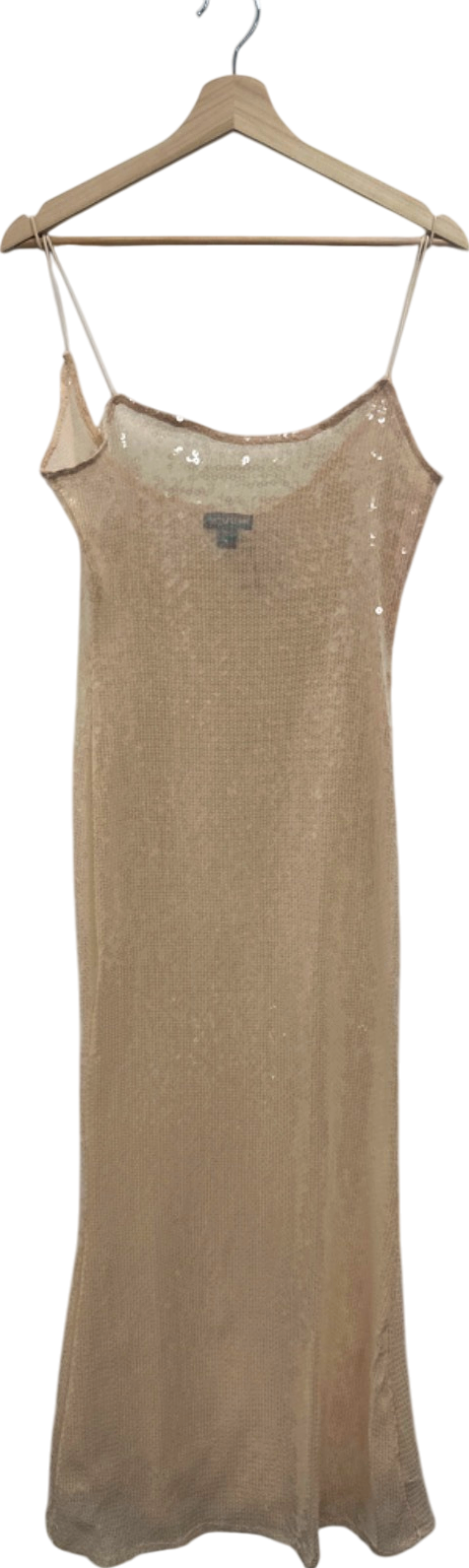 PrettyLittleThing Gold Sequin Slip Dress UK 8