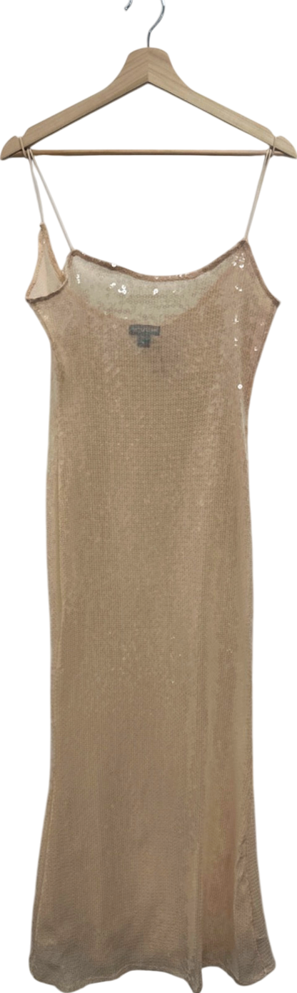 PrettyLittleThing Gold Sequin Slip Dress UK 8