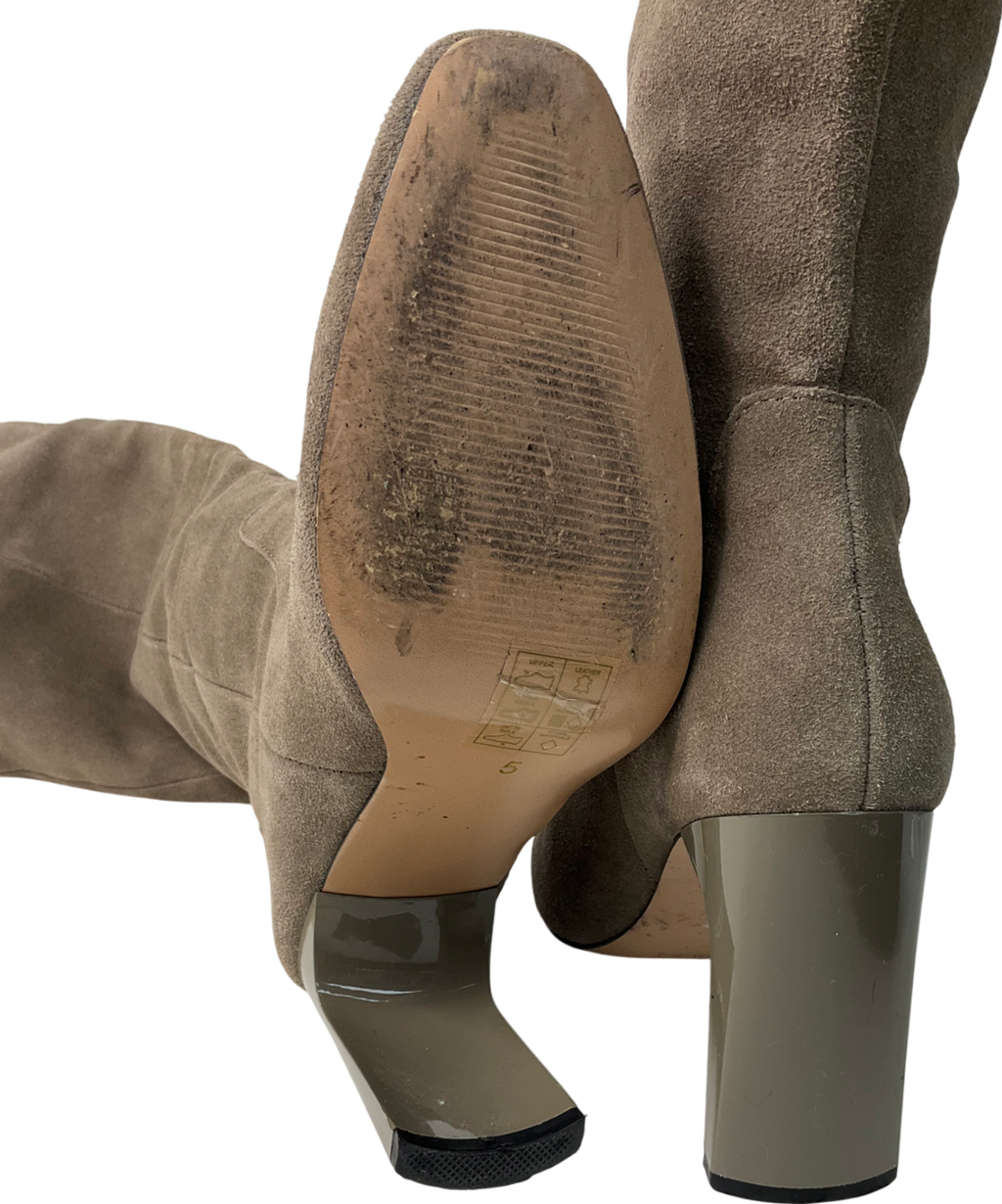 River Island Nude Taupe Suede Knee High Boots UK 5 EU 38 👠