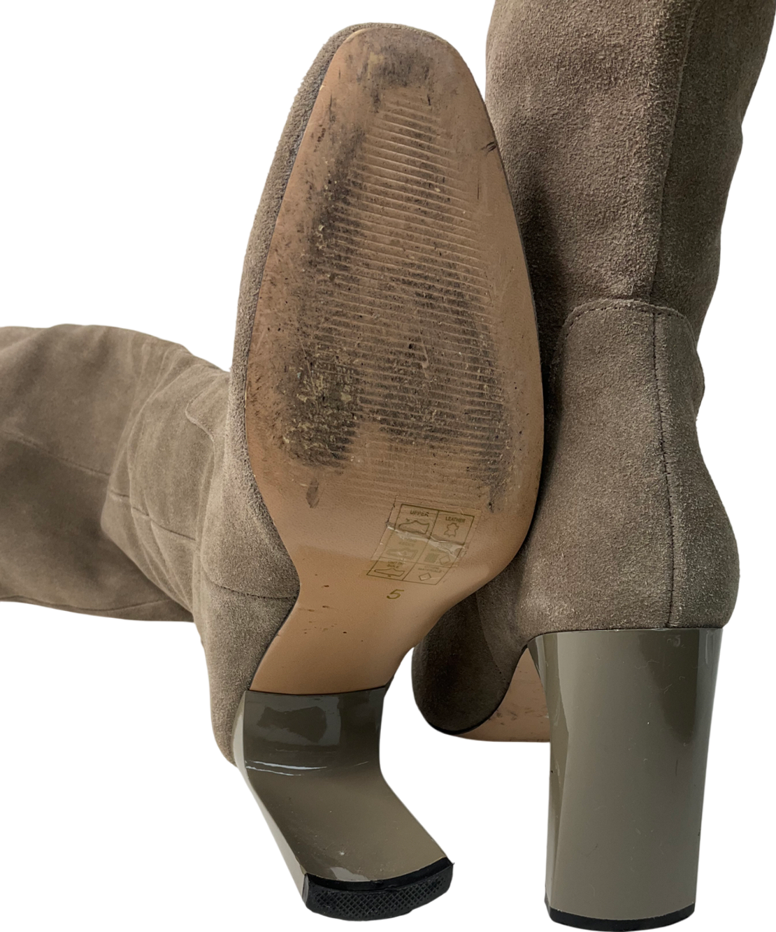 River Island Nude Taupe Suede Knee High Boots UK 5 EU 38 👠