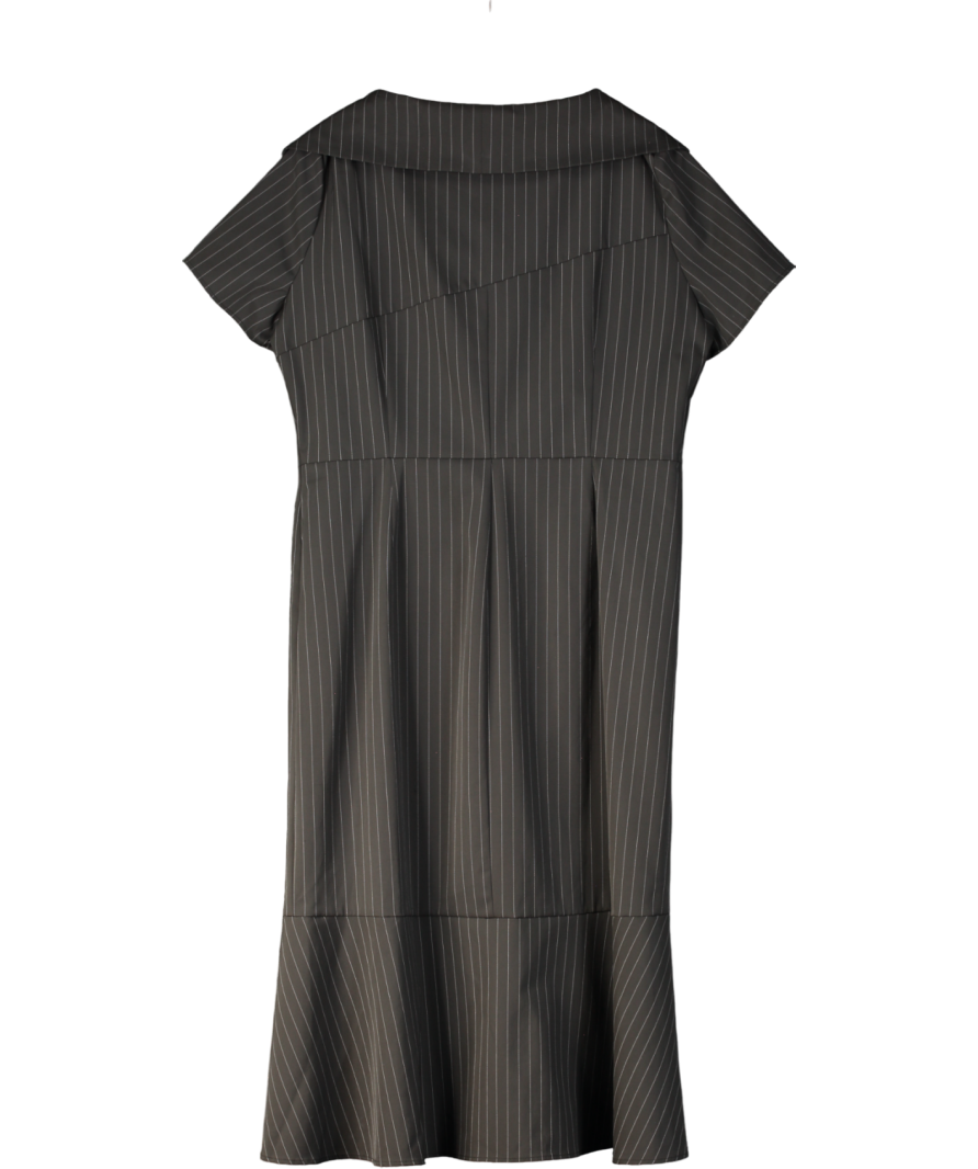 Finery Black Tailored Pinstripe Midi Dress UK 18