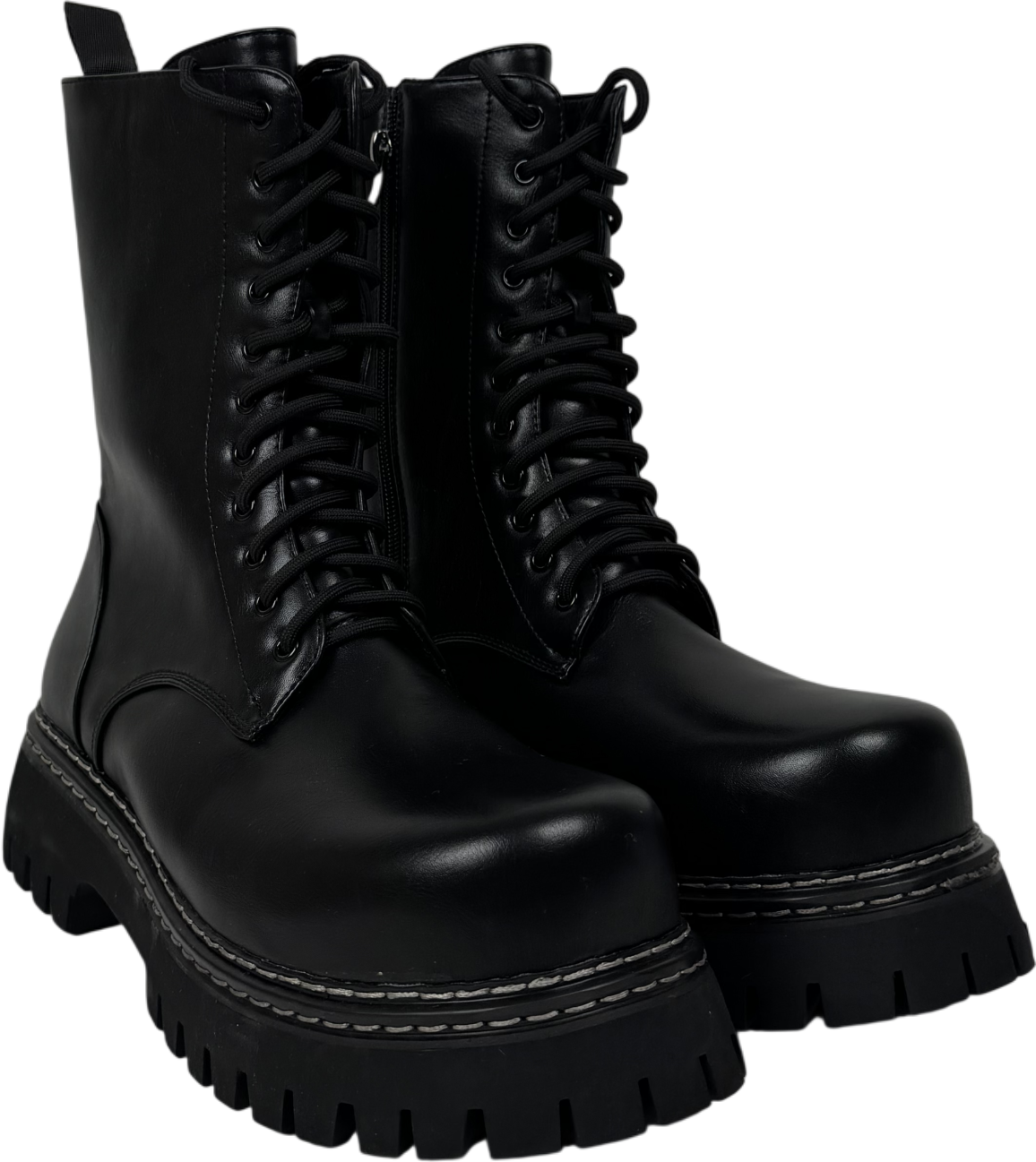Koi Footwear Gimli Black Square Toe Lace Up Boots UK 9 EU 43 👞