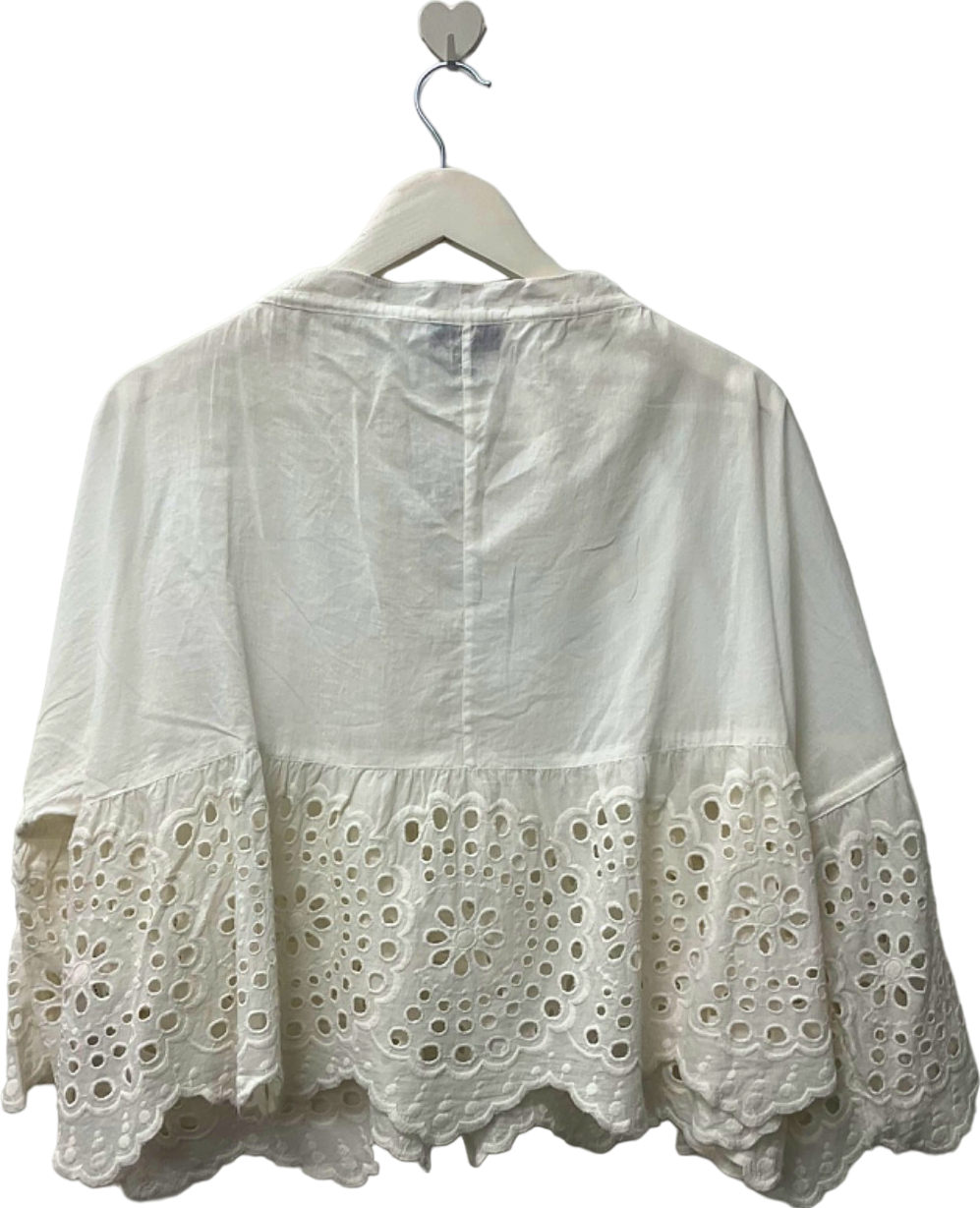 Topshop White Embroidered Blouse UK 8