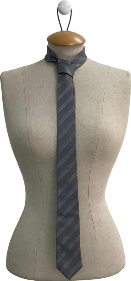 Burberry Grey Silk Striped Tie One Size