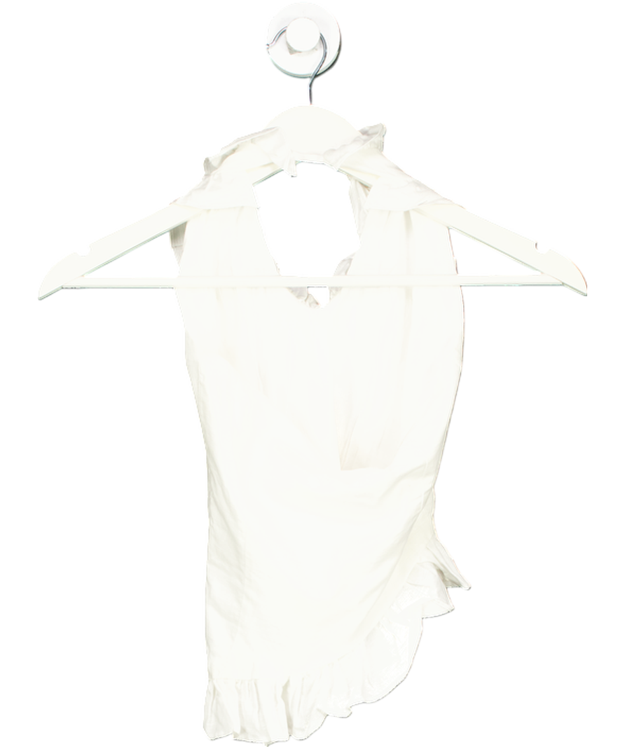 Peppered Mayo White Mariella Linen Top UK 6