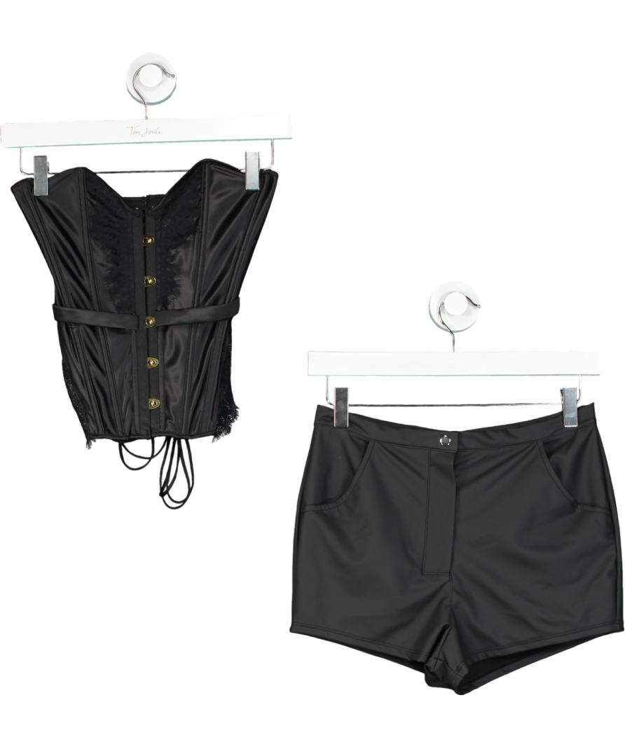 Ann Summers Black Everlasting Corset Top And Leather Shorts UK S