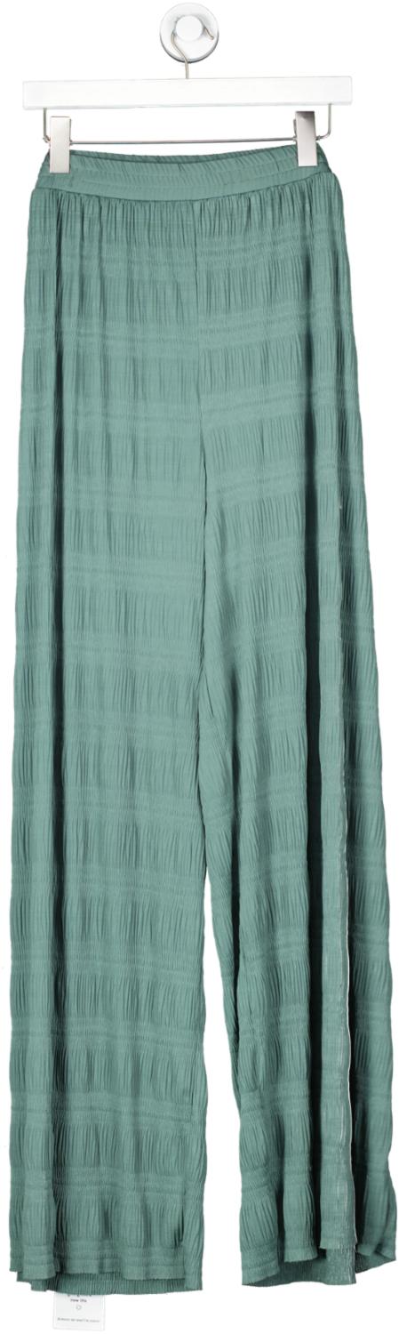 ASOS Green Oversized Plisse Wide Leg Trousers UK 26