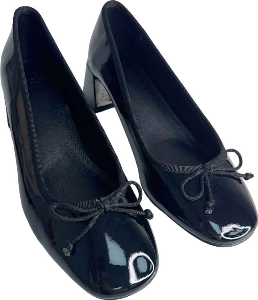 ASOS Black Patent Block Heel Ballet Shoes UK 6 EU 39