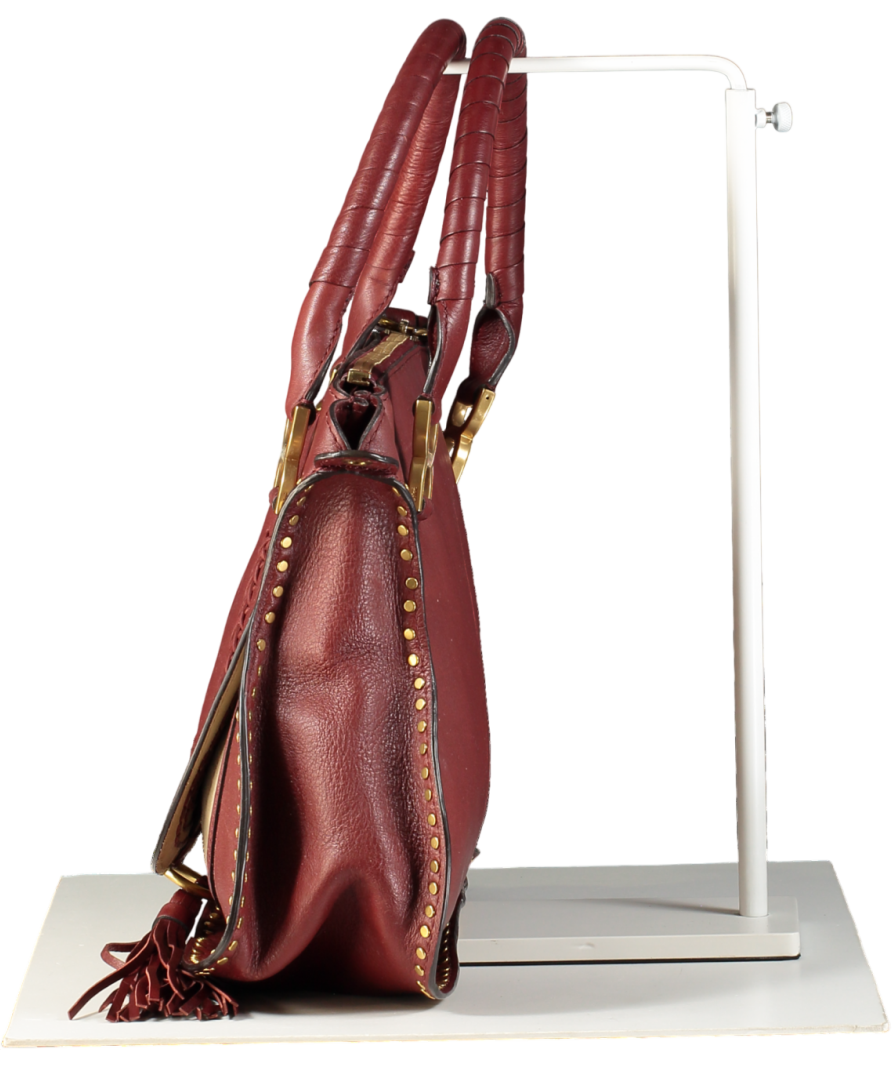 Chloé Burgundy Marcie Leather Satchel Bag with crossbody strap