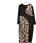Black Leopard Patchwork Long Sleeved Maxi Dress UK XXXL